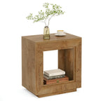 Table d'appoint rectangulaire à 2 niveaux – Gris / Naturel / Marron / Noir, MDF de style ferme, utilisateur unique