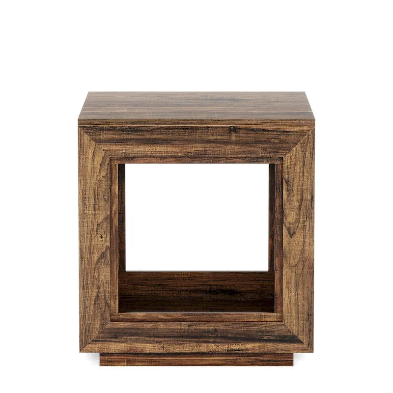 Table d'appoint rectangulaire à 2 niveaux – Gris / Naturel / Marron / Noir, MDF de style ferme, utilisateur unique