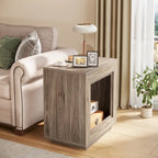 Table d'appoint rectangulaire à 2 niveaux – Gris / Naturel / Marron / Noir, MDF de style ferme, utilisateur unique