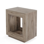 Table d'appoint rectangulaire à 2 niveaux – Gris / Naturel / Marron / Noir, MDF de style ferme, utilisateur unique
