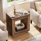 Table d'appoint rectangulaire à 2 niveaux – Gris / Naturel / Marron / Noir, MDF de style ferme, utilisateur unique