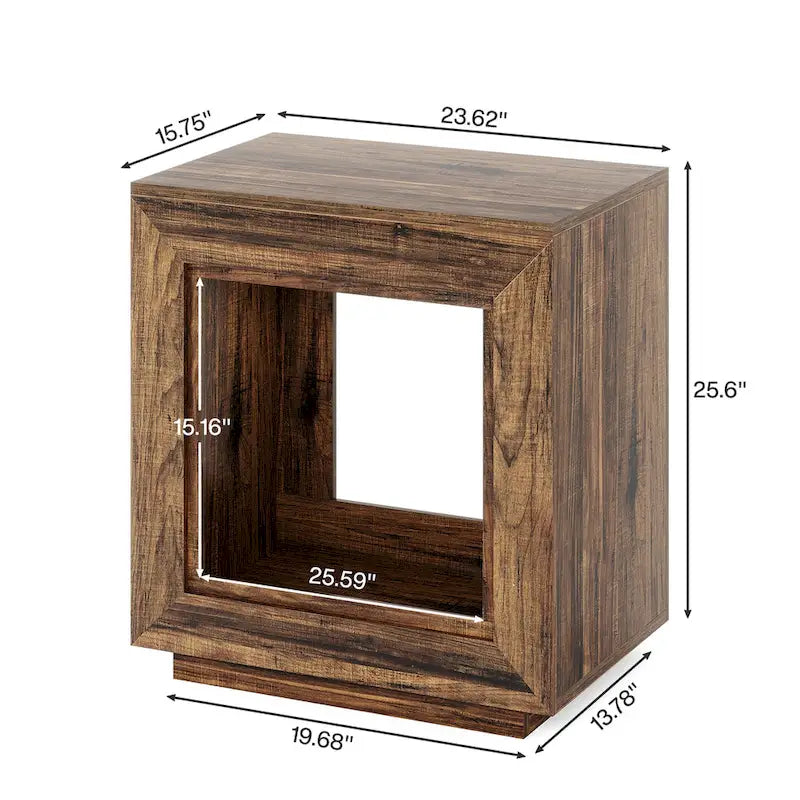 Table d'appoint rectangulaire à 2 niveaux – Gris / Naturel / Marron / Noir, MDF de style ferme, utilisateur unique