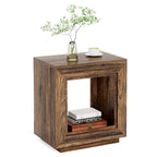 Table d'appoint rectangulaire à 2 niveaux – Gris / Naturel / Marron / Noir, MDF de style ferme, utilisateur unique