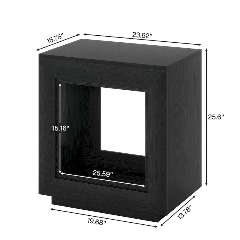 Table d'appoint rectangulaire à 2 niveaux – Gris / Naturel / Marron / Noir, MDF de style ferme, utilisateur unique