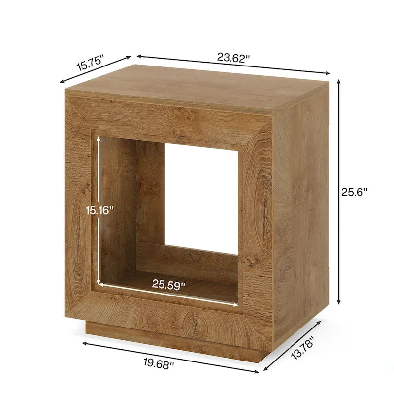 Table d'appoint rectangulaire à 2 niveaux – Gris / Naturel / Marron / Noir, MDF de style ferme, utilisateur unique