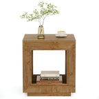 Table d'appoint rectangulaire à 2 niveaux – Gris / Naturel / Marron / Noir, MDF de style ferme, utilisateur unique