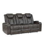 Canapé inclinable double électrique en similicuir gris pour 2 personnes