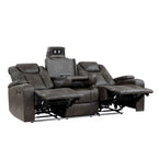 Canapé inclinable double électrique en similicuir gris pour 2 personnes