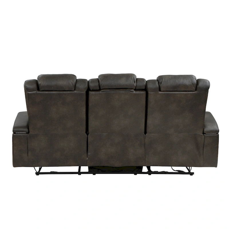 Canapé inclinable double électrique en similicuir gris pour 2 personnes