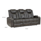 Canapé inclinable double électrique en similicuir gris pour 2 personnes