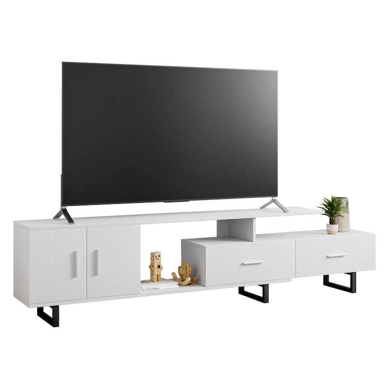 55-Inch-TV-Ständer aus Stahl mit 2 Schubladen und 4 Ablagen