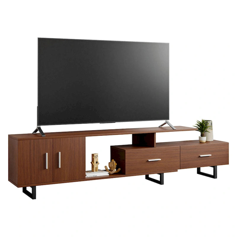 55-Inch-TV-Ständer aus Stahl mit 2 Schubladen und 4 Ablagen