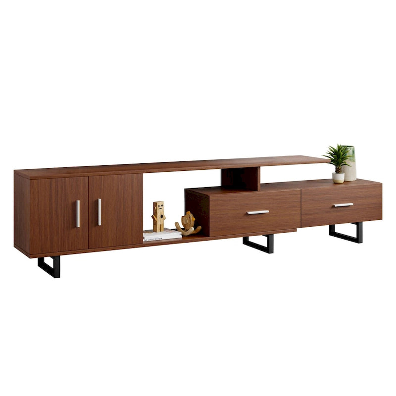 55-Inch-TV-Ständer aus Stahl mit 2 Schubladen und 4 Ablagen