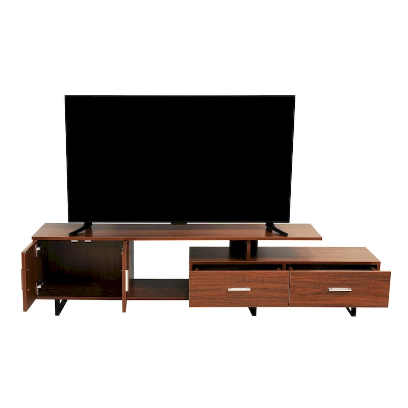 55-Inch-TV-Ständer aus Stahl mit 2 Schubladen und 4 Ablagen