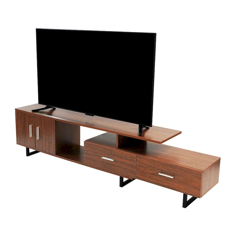 55-Inch-TV-Ständer aus Stahl mit 2 Schubladen und 4 Ablagen