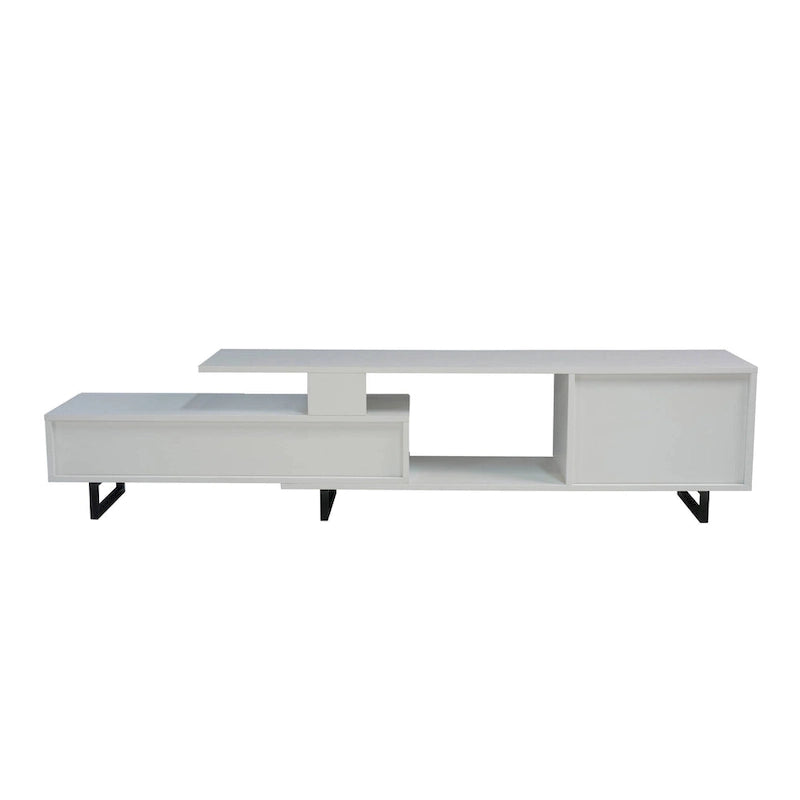 55-Inch-TV-Ständer aus Stahl mit 2 Schubladen und 4 Ablagen