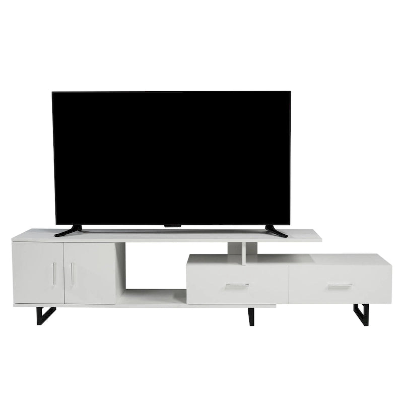 55-Inch-TV-Ständer aus Stahl mit 2 Schubladen und 4 Ablagen