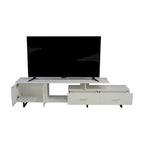 55-Inch-TV-Ständer aus Stahl mit 2 Schubladen und 4 Ablagen