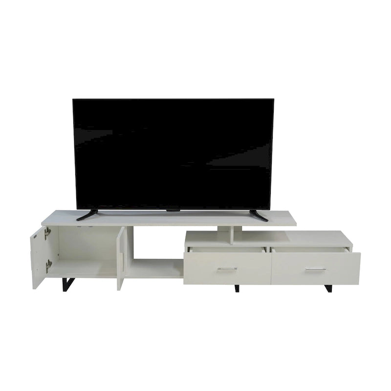 55-Inch-TV-Ständer aus Stahl mit 2 Schubladen und 4 Ablagen