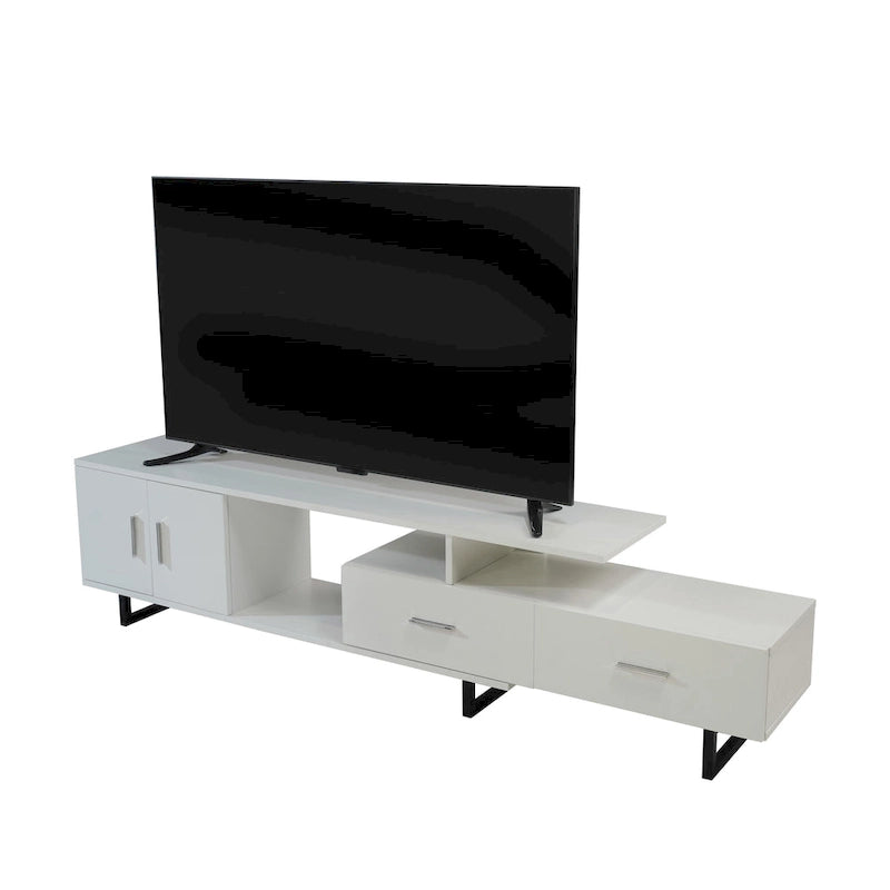 55-Inch-TV-Ständer aus Stahl mit 2 Schubladen und 4 Ablagen