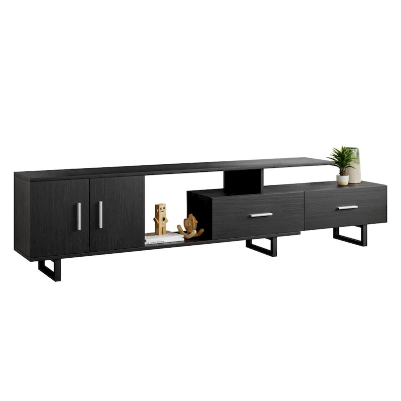 55-Inch-TV-Ständer aus Stahl mit 2 Schubladen und 4 Ablagen