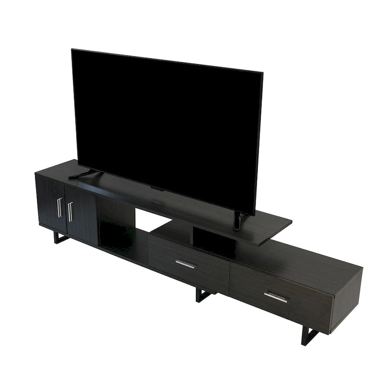 55-Inch-TV-Ständer aus Stahl mit 2 Schubladen und 4 Ablagen