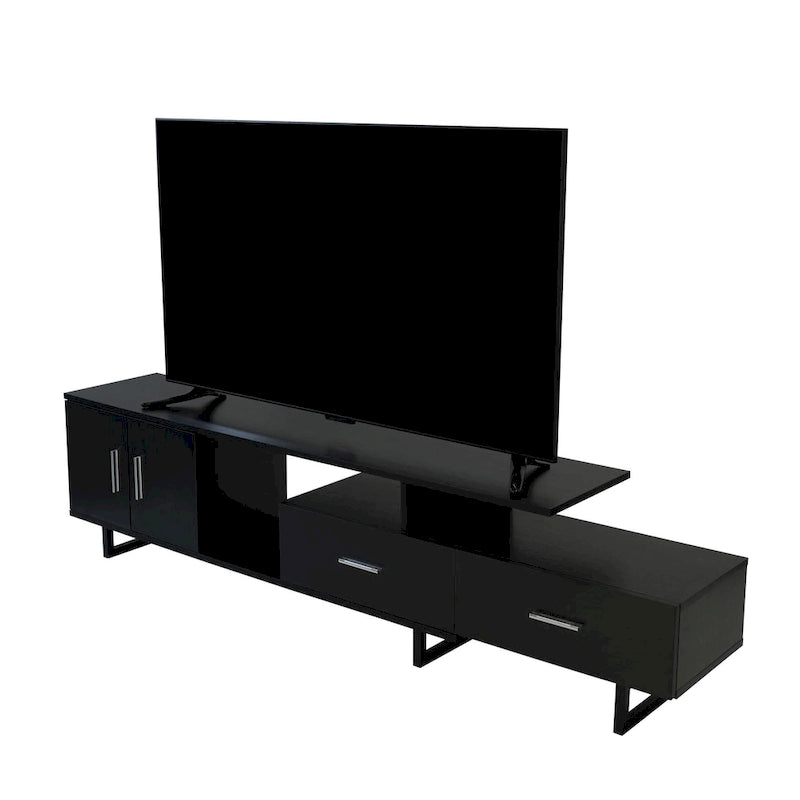 55-Inch-TV-Ständer aus Stahl mit 2 Schubladen und 4 Ablagen