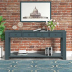 Console avec 4 tiroirs et une étagère – Blanc et marron / Blanc antique / Noir / Espresso / Bleu, en bois de pin rétro, 1 à 2 utilisateurs