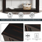 Console avec 4 tiroirs et une étagère – Blanc et marron / Blanc antique / Noir / Espresso / Bleu, en bois de pin rétro, 1 à 2 utilisateurs