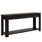 Console avec 4 tiroirs et une étagère – Blanc et marron / Blanc antique / Noir / Espresso / Bleu, en bois de pin rétro, 1 à 2 utilisateurs