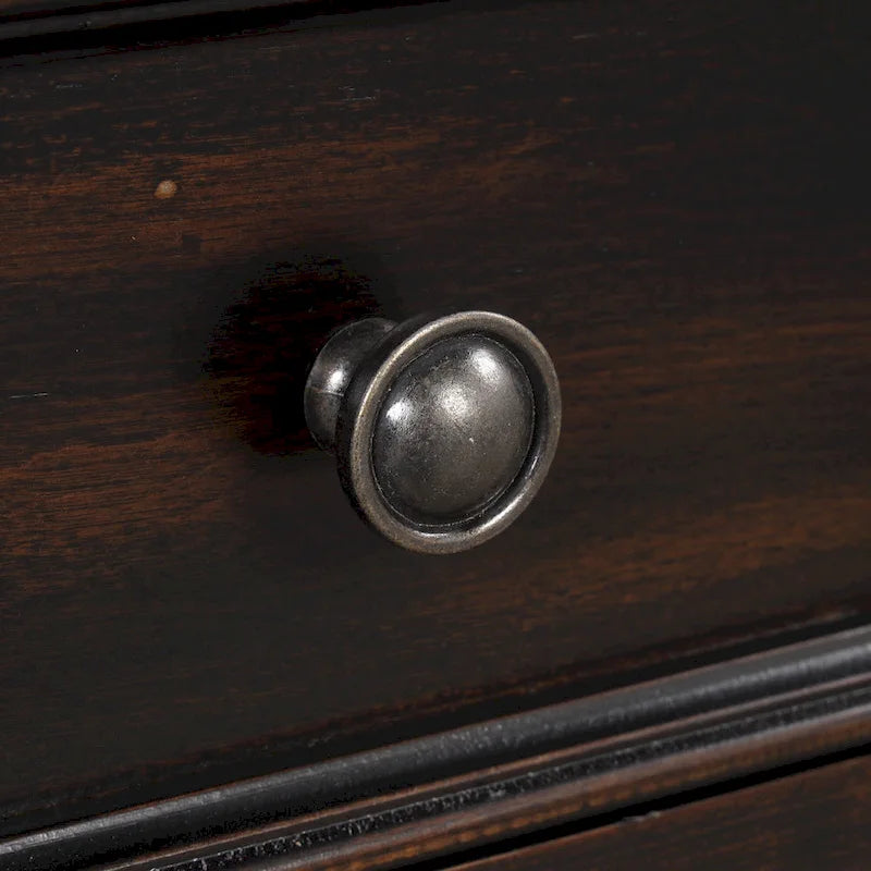 Console avec 4 tiroirs et une étagère – Blanc et marron / Blanc antique / Noir / Espresso / Bleu, en bois de pin rétro, 1 à 2 utilisateurs