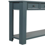Console avec 4 tiroirs et une étagère – Blanc et marron / Blanc antique / Noir / Espresso / Bleu, en bois de pin rétro, 1 à 2 utilisateurs
