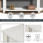 Console avec 4 tiroirs et une étagère – Blanc et marron / Blanc antique / Noir / Espresso / Bleu, en bois de pin rétro, 1 à 2 utilisateurs