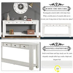Console avec 4 tiroirs et une étagère – Blanc et marron / Blanc antique / Noir / Espresso / Bleu, en bois de pin rétro, 1 à 2 utilisateurs