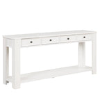 Console avec 4 tiroirs et une étagère – Blanc et marron / Blanc antique / Noir / Espresso / Bleu, en bois de pin rétro, 1 à 2 utilisateurs