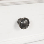 Console avec 4 tiroirs et une étagère – Blanc et marron / Blanc antique / Noir / Espresso / Bleu, en bois de pin rétro, 1 à 2 utilisateurs