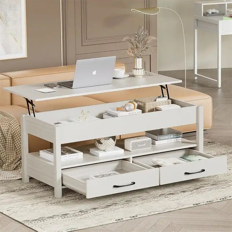 Table basse relevable – Gris / Marron rustique / Espresso, Bois moderne, 1-2 utilisateurs