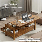 Table basse relevable – Gris / Marron rustique / Espresso, Bois moderne, 1-2 utilisateurs