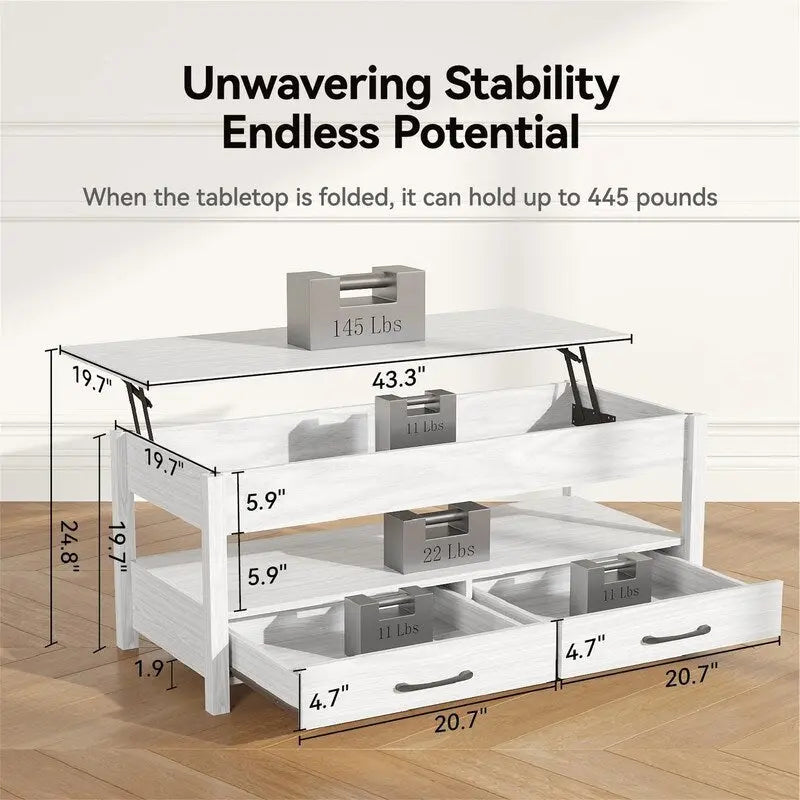 Table basse relevable – Gris / Marron rustique / Espresso, Bois moderne, 1-2 utilisateurs