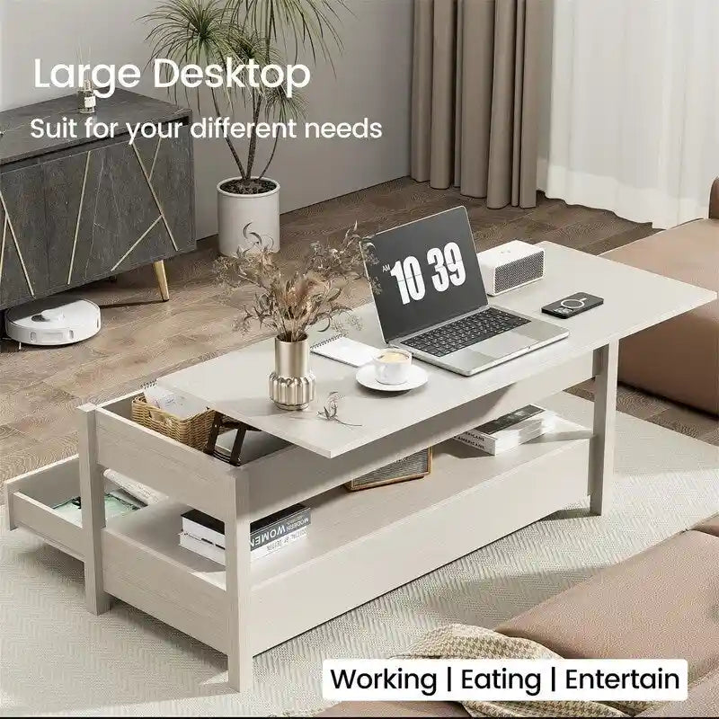 Table basse relevable – Gris / Marron rustique / Espresso, Bois moderne, 1-2 utilisateurs