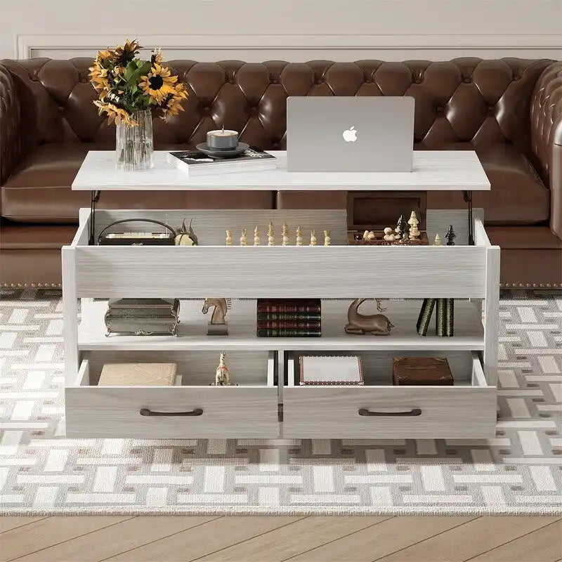 Table basse relevable – Gris / Marron rustique / Espresso, Bois moderne, 1-2 utilisateurs