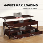 Table basse relevable – Gris / Marron rustique / Espresso, Bois moderne, 1-2 utilisateurs