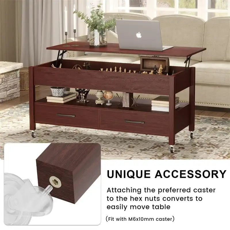 Table basse relevable – Gris / Marron rustique / Espresso, Bois moderne, 1-2 utilisateurs