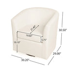 Fauteuil club pivotant avec passepoil ton sur ton – Blanc, polyester moderne et structure en pin, une place