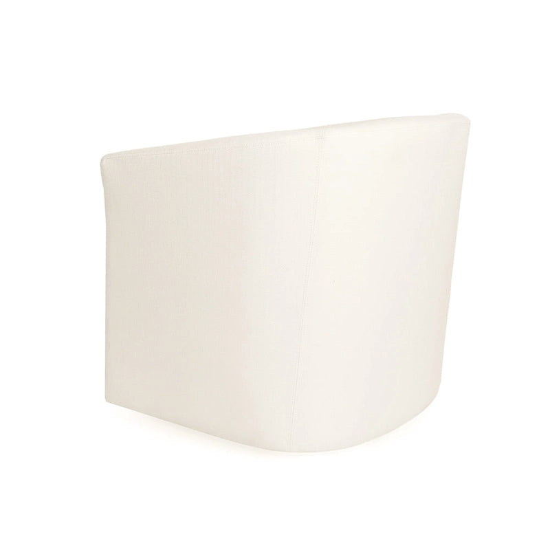 Fauteuil club pivotant avec passepoil ton sur ton – Blanc, polyester moderne et structure en pin, une place