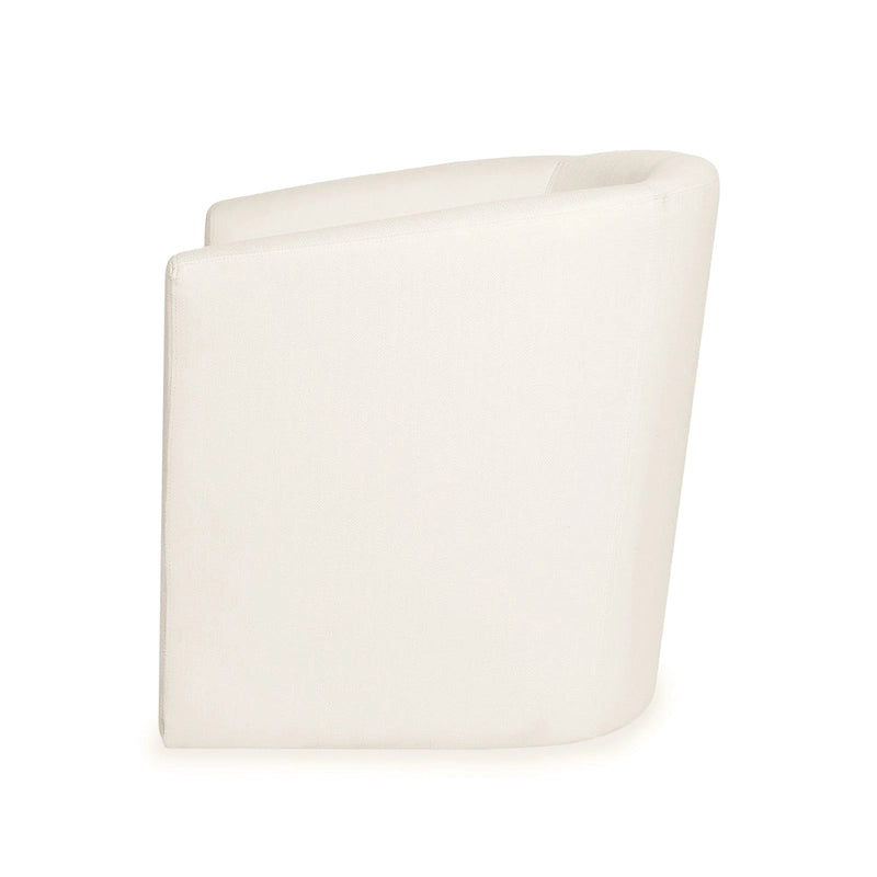 Fauteuil club pivotant avec passepoil ton sur ton – Blanc, polyester moderne et structure en pin, une place