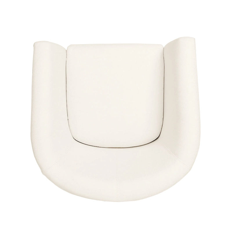 Fauteuil club pivotant avec passepoil ton sur ton – Blanc, polyester moderne et structure en pin, une place