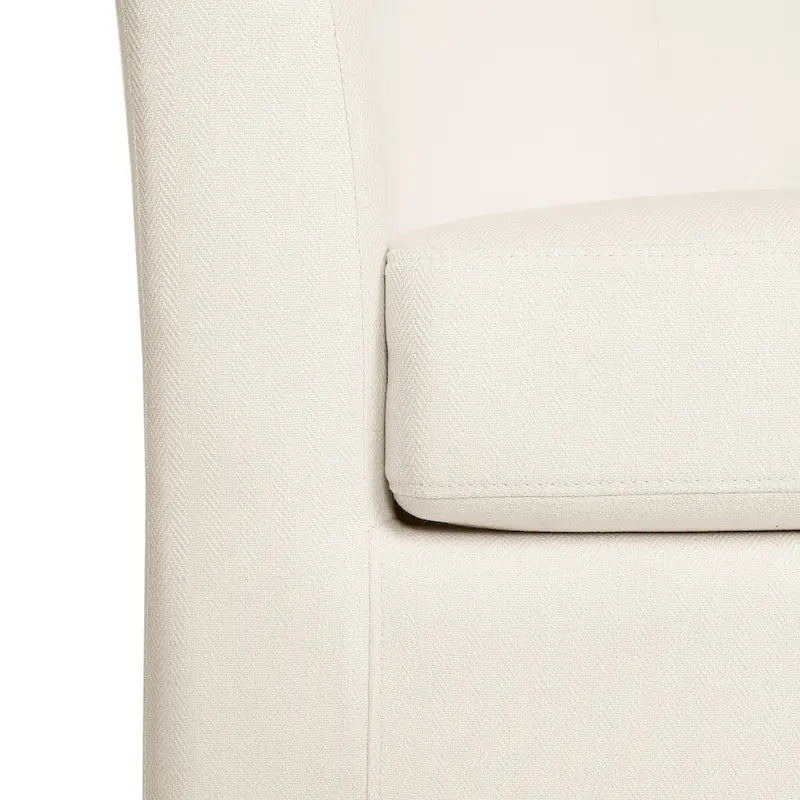 Fauteuil club pivotant avec passepoil ton sur ton – Blanc, polyester moderne et structure en pin, une place