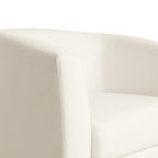 Fauteuil club pivotant avec passepoil ton sur ton – Blanc, polyester moderne et structure en pin, une place