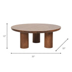 Table basse ronde – Bois de manguier naturel, style bohème, 1 à 2 utilisateurs